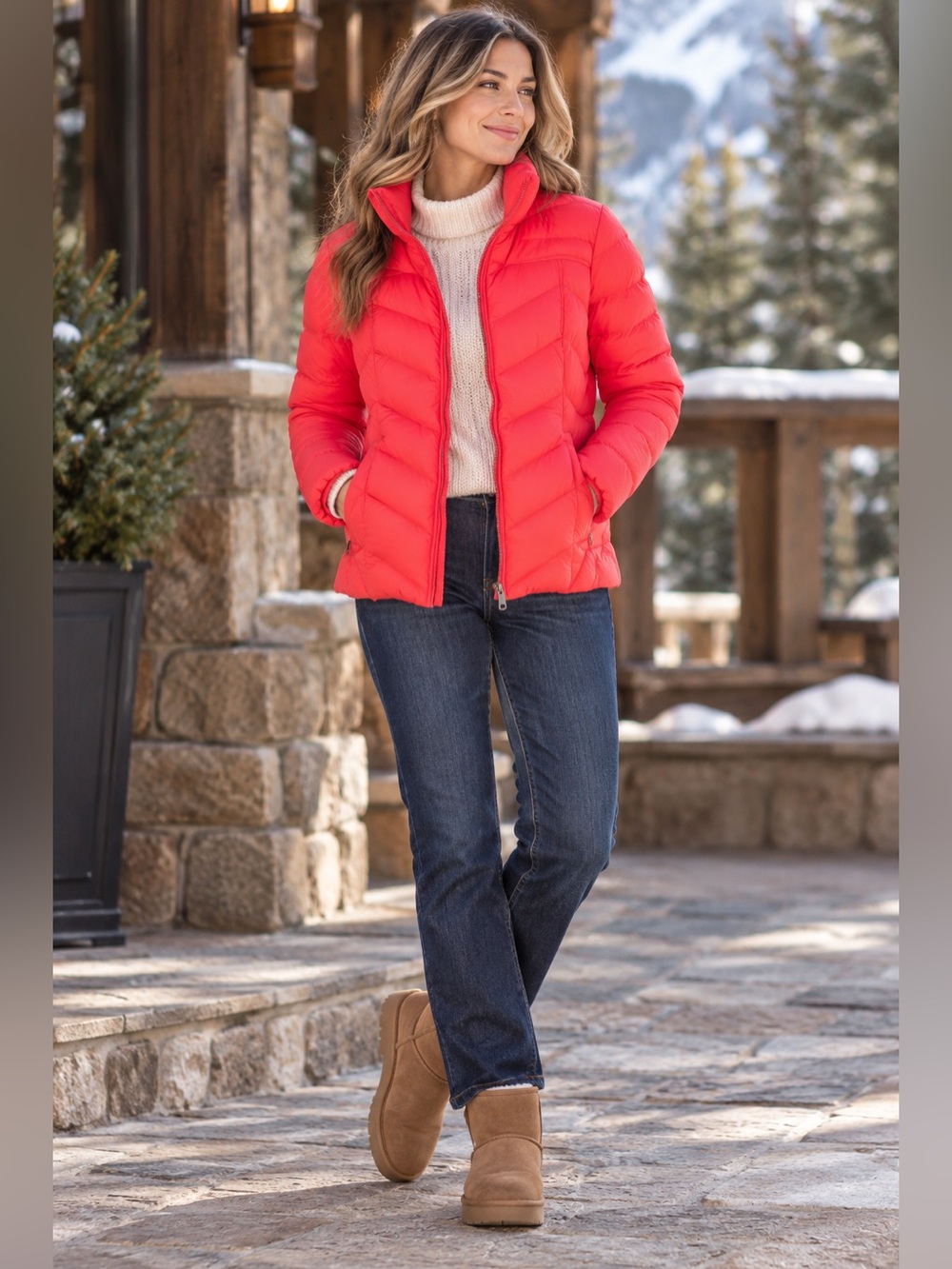 Black Rivet Bright Salmon Down Puffer - Size Medium - Alpine, Gorpcore, Cozy